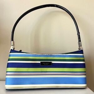 Kate Spade 90’s Vintage Blue & Green Striped Shoulder Bag